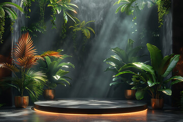 Gold podium for product presentation vector illustration.