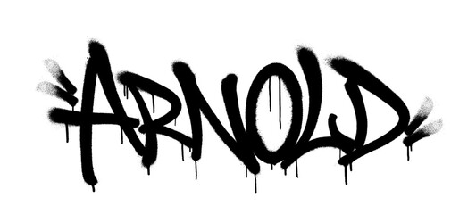 Sprayed Arnold name with overspray in black over white. Vector illustration.