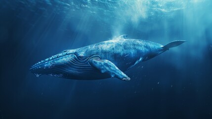 Fototapeta premium A whale is swimming in the ocean