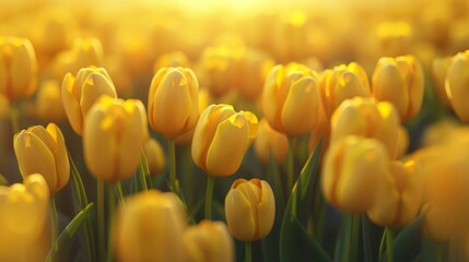 Obraz premium Yellow tulips field