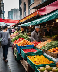Bustling City Street Market