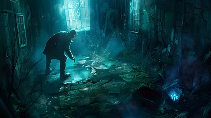 of an Enigmatic Abandoned Tunnel Shrouded in Mystical Mist and Shadow