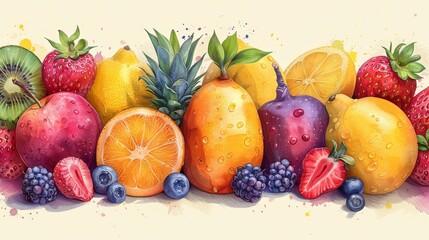 A whimsical logo for a smoothie bar, featuring playful fruit illustrations and fun, colorful typography. The logo should be vibrant and energetic, with a tropical theme.