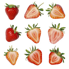 Isolated PNG Strawberry Fruit, GENERATIVE AI