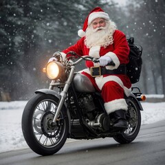 santa claus on motorcycle