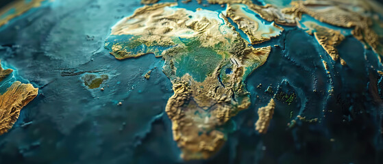 Modern clear, simple and detailed 3D African continent map background, wallpaper, backdrop, texture, template, surface, planet Earth, isolated on background. LIDAR model, Africa terrain scan
