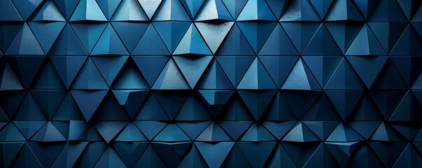 Abstract background of dark blue triangles with triangular shapes in the form of modern architecture