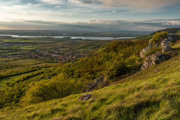 Obraz premium Color spring evening sunset near Klentnice village in south Moravia