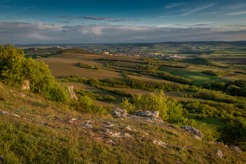 Fototapeta premium Color spring evening sunset near Klentnice village in south Moravia
