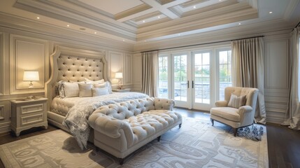 Fototapeta premium Luxurious Bedroom Interior with Elegant Furniture and Design