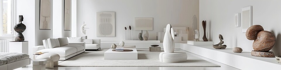 chic minimalist living room with an art gallery feel