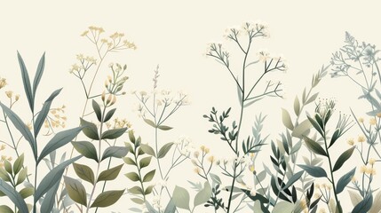 Serene wildflower and herb illustration