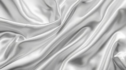 Fototapeta premium White silver fabric background with a silky satin texture and a soft, natural blur, perfect for an elegant visual