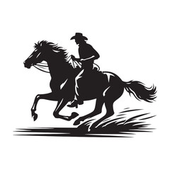 Versatile cowboy riding on horse silhouette for various artworks - minimalist cowboy horse riding vector
