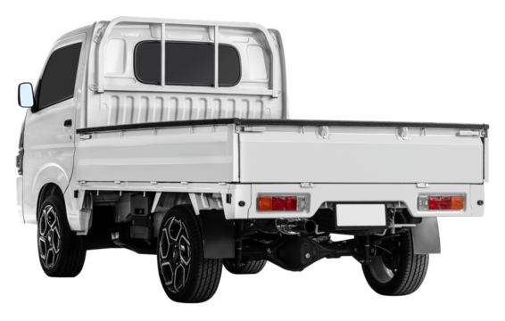 Back view white mini truck