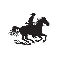 Cowboy riding on horse silhouette, great for creating vintage vibes - cowboy on horse illustration
