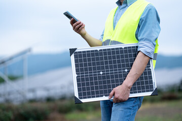 person working in solar power station