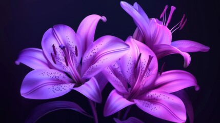 Purple Lilies in Dark Background