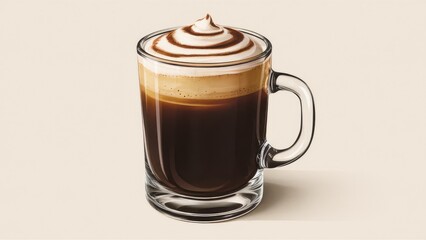 Coffee with cream and chocolate swirl