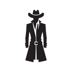 A simple yet detailed cowboy outfit silhouette ideal for a range of design applications - minimalist cowboy outfit vector
