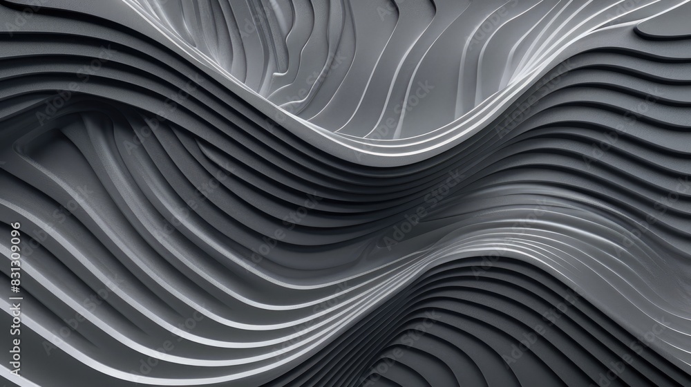 Poster stylish gray wave pattern background with dynamic curves and gradients, creating a modern and abstra
