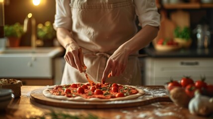 The homemade pizza preparation - Powered by Adobe