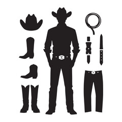 This minimalist cowboy outfit silhouette perfectly captures the spirit of western clothing - minimalist cowboy outfit vector
