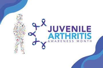 Juvenile Arthritis awareness month is observed every year in July. The most common symptoms of the disease are joint swelling, pain and stiffness, it is usually an autoimmune disorder. Vector art