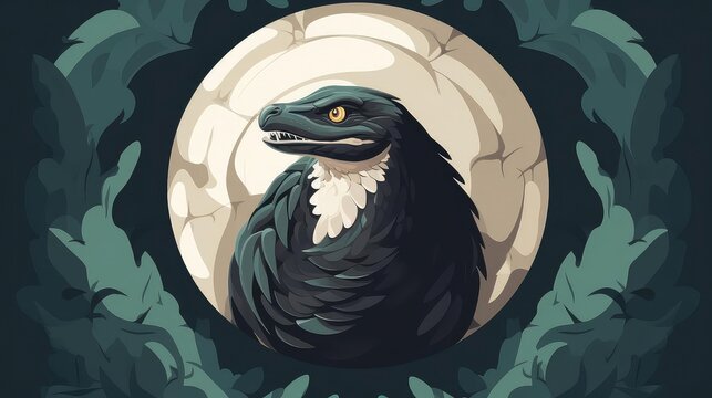 Reptile emerging from egg, flat design, top view, incubation theme, animation, Monochromatic Color Scheme
