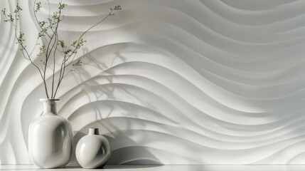 Soft gray wave wallpaper featuring undulating lines and a minimalist design, ideal for a sleek and elegant look