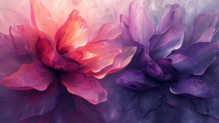 Digital abstract painting of vivid pink and purple flowers