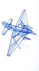 Abstract Hand-Drawn Blue Airplane Sketch on White Background in Daylight. Generative AI