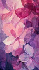 Artistic background of pink and purple watercolor flowers with a dreamy vibe
