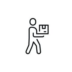 Delivery man linear icon. Action line customizable illustration. Contour symbol. Vector isolated outline drawing. Editable stroke