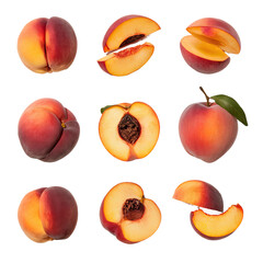 Isolated PNG Peach Fruit, GENERATIVE AI