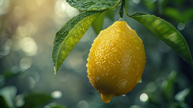 Wet yellow lemon.