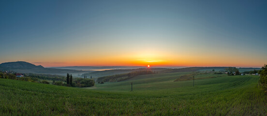 Color spring morning sunrise near Klentnice village in south Moravia