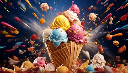 Delicious ice cream explosion
