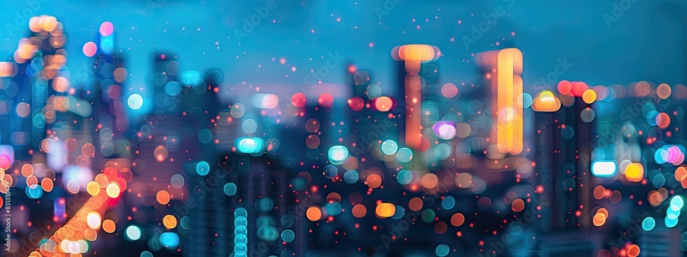 Poster Blurred cityscape background with bokeh effect