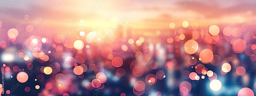 Poster blurred cityscape background with bokeh effect