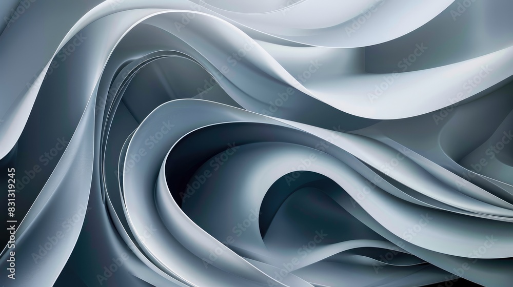 Poster modern gray wave background with dynamic curves and gradients, creating a stylish and abstract wallp