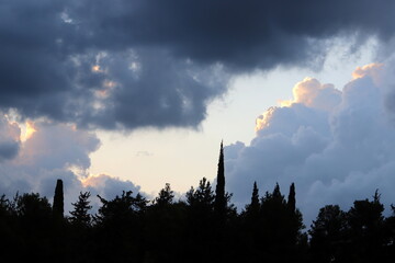 Rain clouds cover the sky in northern Israel.