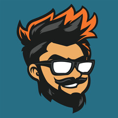 Geek boy cartoon vector illustration