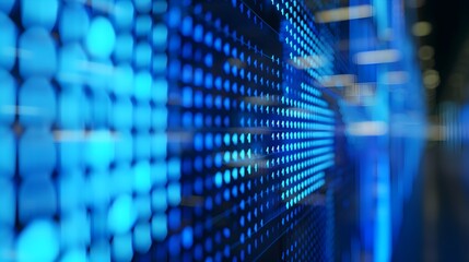 Mesmerizing Digital Landscape of Interconnected Geometric Patterns and Glowing Neon Blue Tones