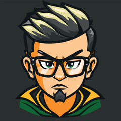 Geek man cartoon vector illustration