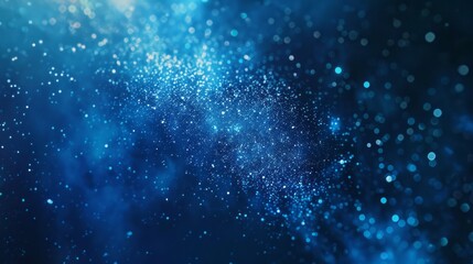 Fototapeta premium Abstract digital background with bokeh effect and glowing blue particles on a dark backdrop