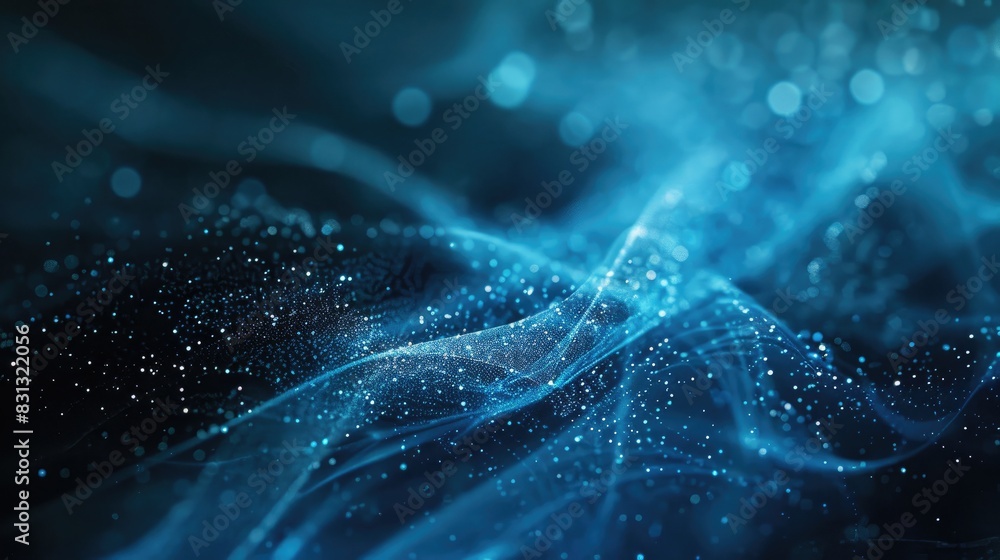 Poster hi-tech blue particle curve background with a futuristic design, ideal for innovative and abstract v
