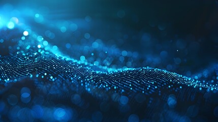 Mesmerizing Digital Particles Forming Undulating Waves in Glowing Futuristic Backdrop