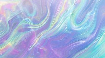 Obraz premium Holographic abstract background featuring a gradient of blue, purple, and green pastels, with a smooth, blurred effect