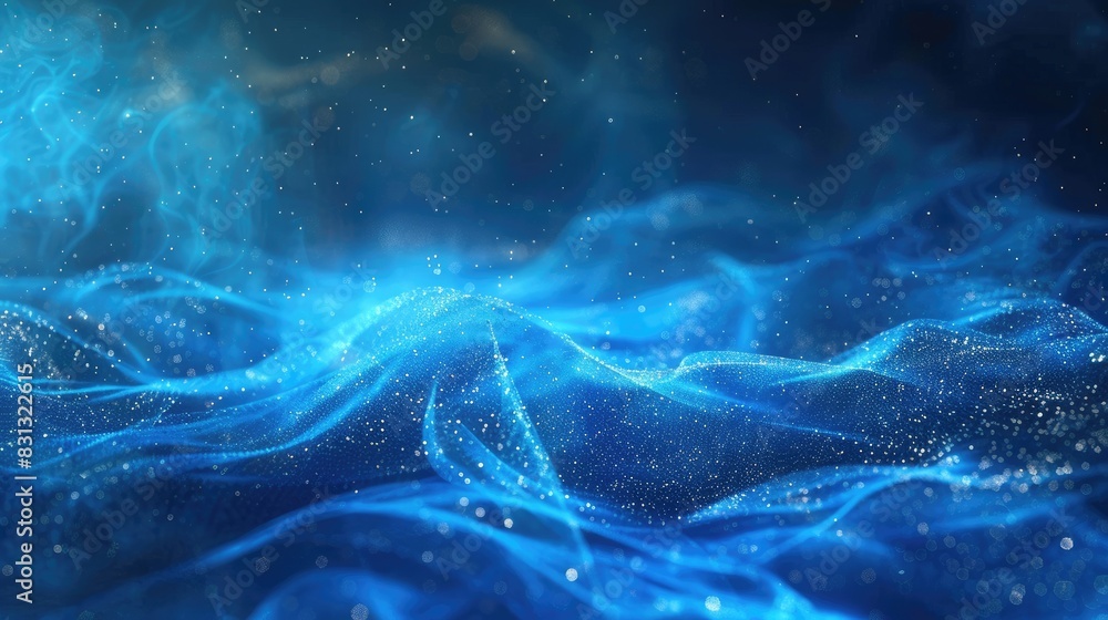 Poster hi-tech blue particle curve background with a futuristic design, ideal for innovative and abstract v